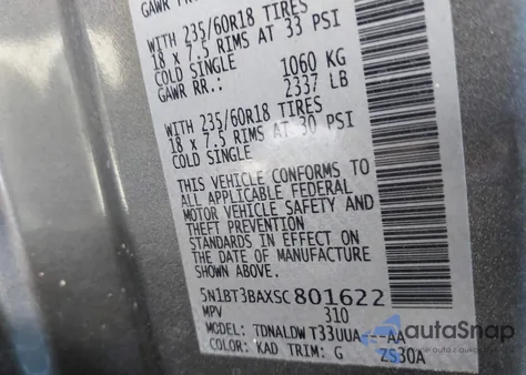 2025 Nissan Rogue Sv Fwd from USA, damaged, VIN 5N1BT3BAXSC801622